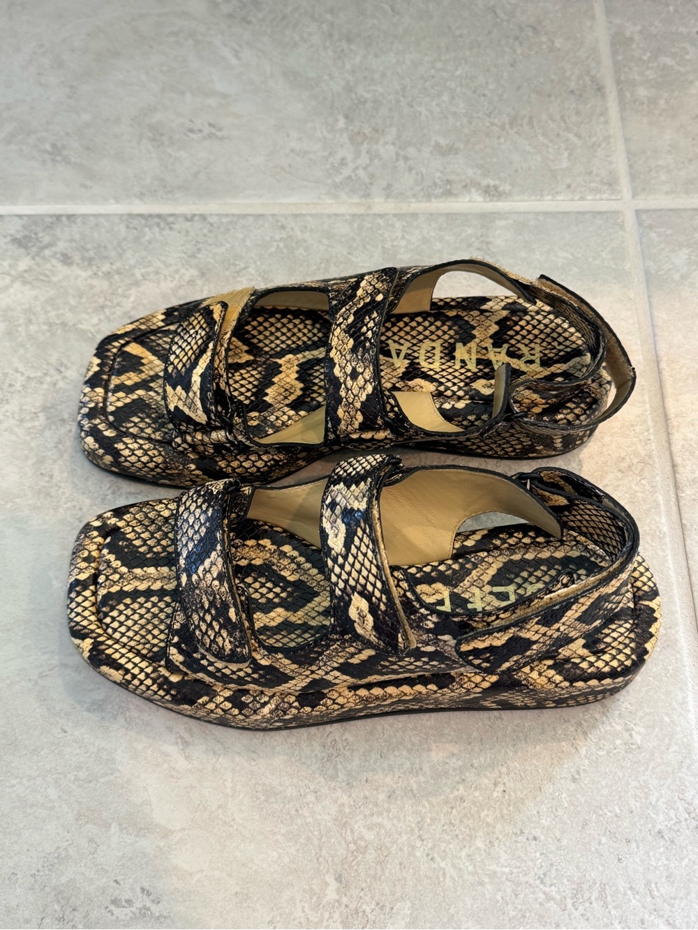 Loeffler Randall Blaise Sahara Platform Sandal size 7.5 Snake-Embossed Leather - Picture 5 of 10